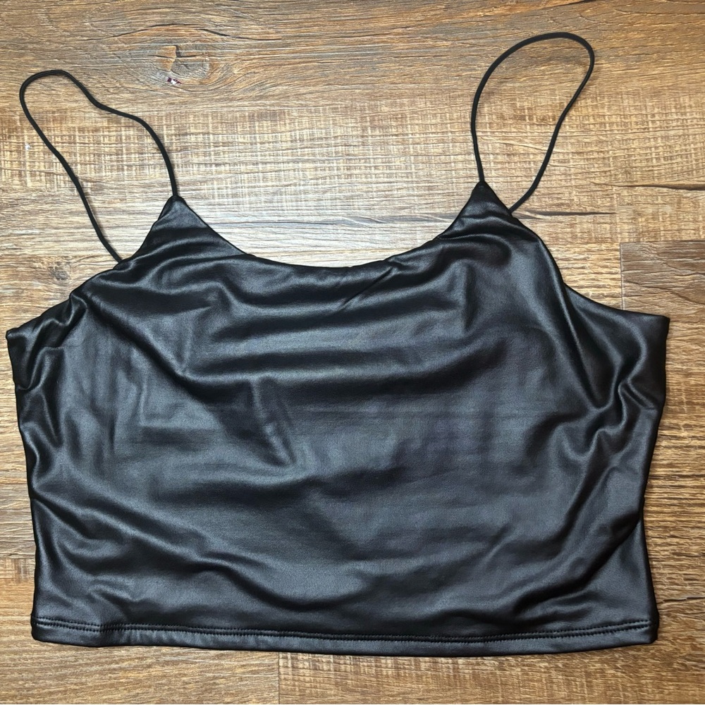 Fashion Nova Faux Leather Cropped Tank
